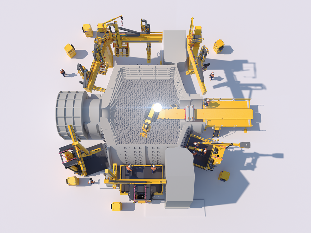 A render of the RME Advanced Technology Mill Relining System