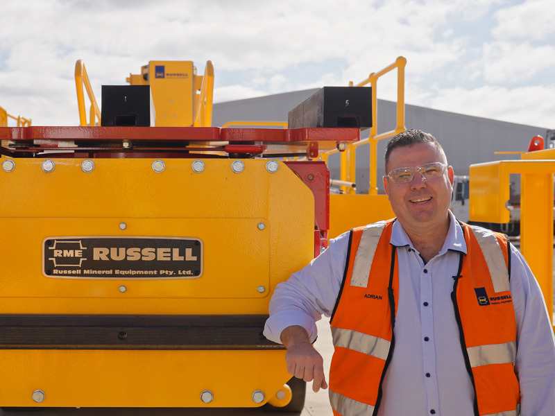 RME Staff Member with RUSSELL Mill Relining Machine